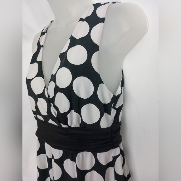 WHITE HOUSE BLACK MARKET V-Neck Polka‎ Dot Mini Fit n Flare Y2K Dress (#831) - Picture 3 of 8